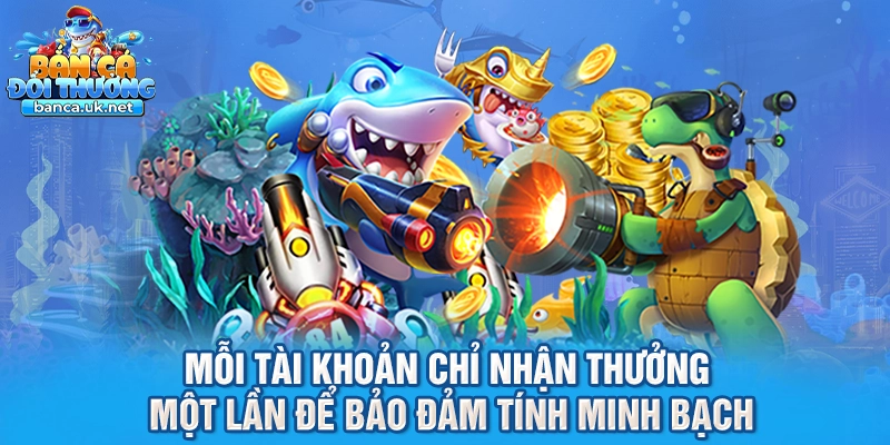 Mỗi tài khoản chỉ nhận thưởng một lần để bảo đảm tính minh bạch